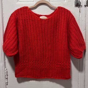 Adorable + Chic Sezane Mohair + Alpaca Sweater in Tomato Red